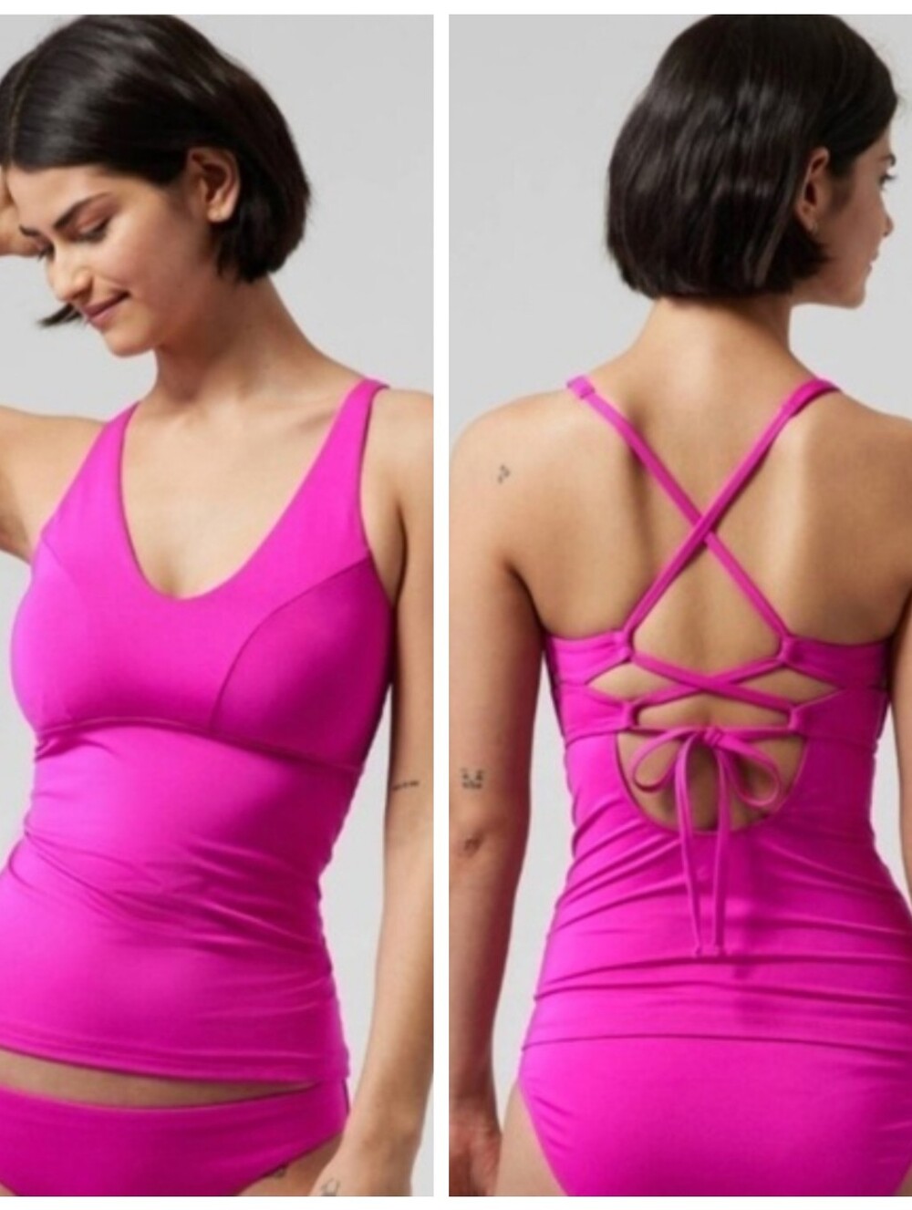 Athleta Triangle Tankini Electric Fuschia Pink Womens XL Beach Coastal Caligirl